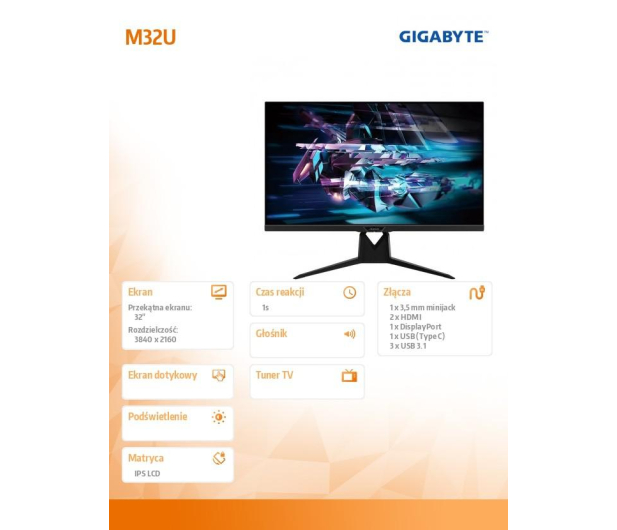 Gigabyte M32U HDR KVM HDMI 2.1 - 690772 - zdjęcie 2